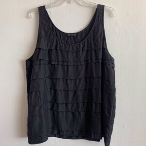 Eileen Fisher Black 100% Silk Layered Tank Top XL
